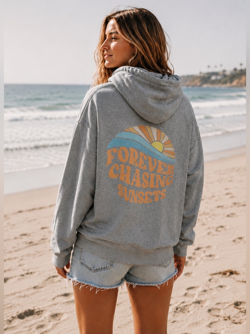 Forever Chasing Sunsets Beach Surf Hoodie Sweatshirt Size M